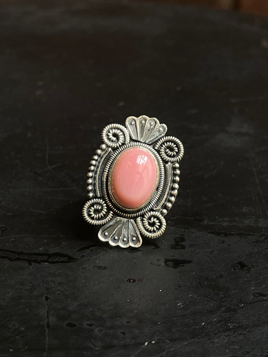 Pink Conch Ring Size 7 | 925 Sterling Silver Southwest E194