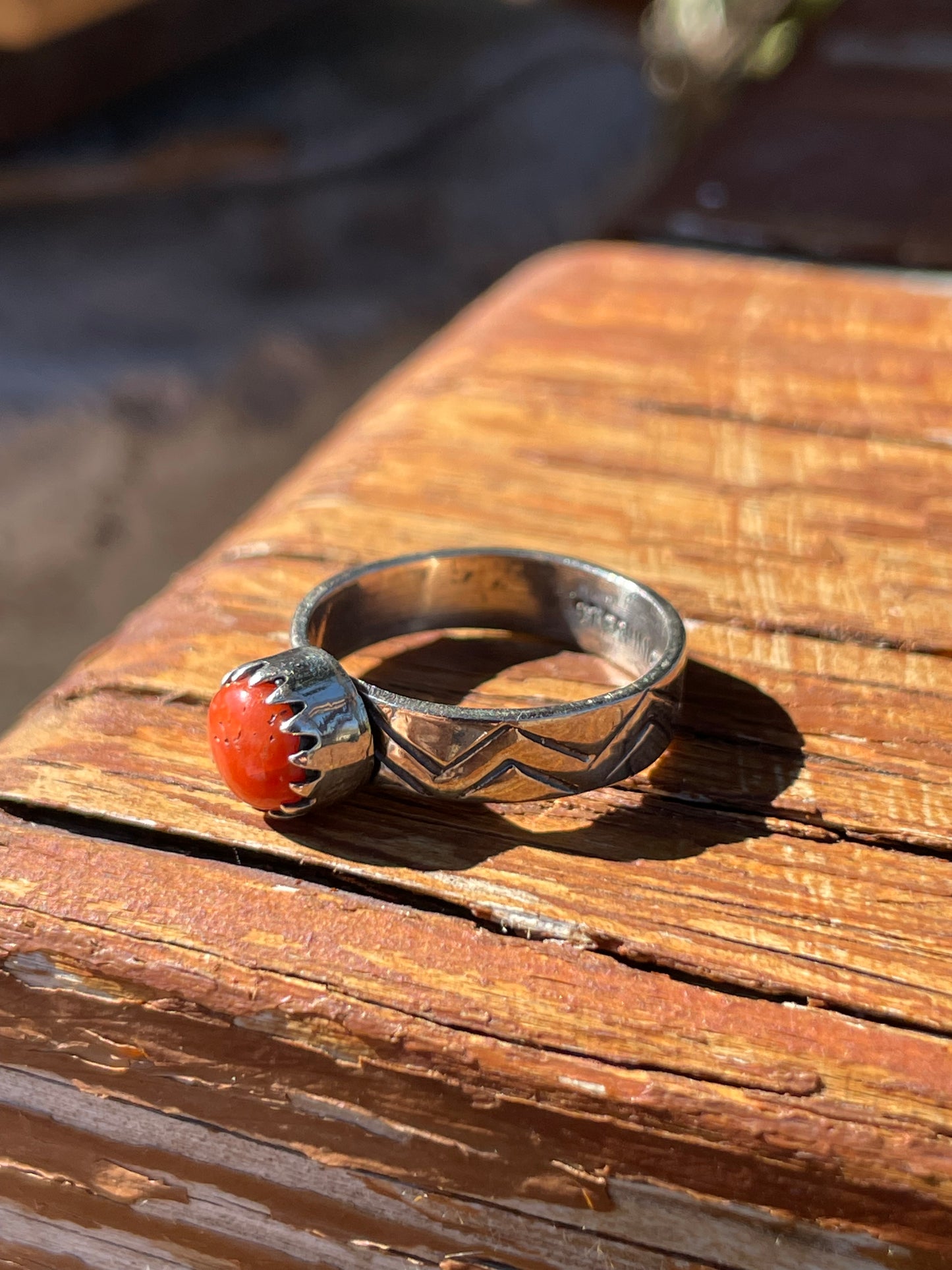 Coral Ring | 925 Sterling Silver | Size 6.5 B923