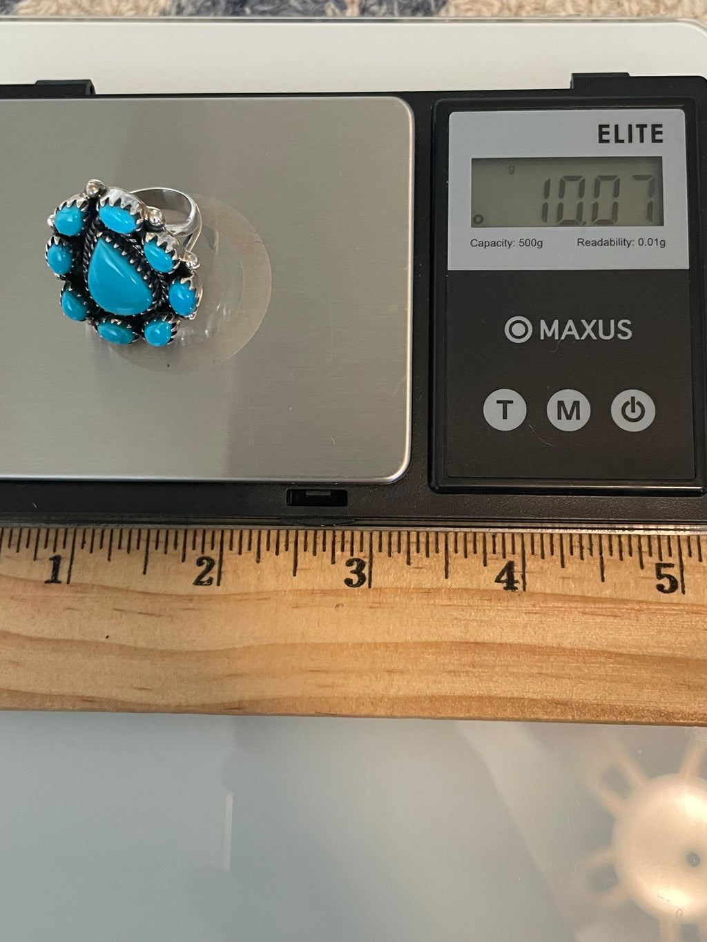 Kingman Turquoise Cluster Ring Size 6 | 925 Sterling Silver G575