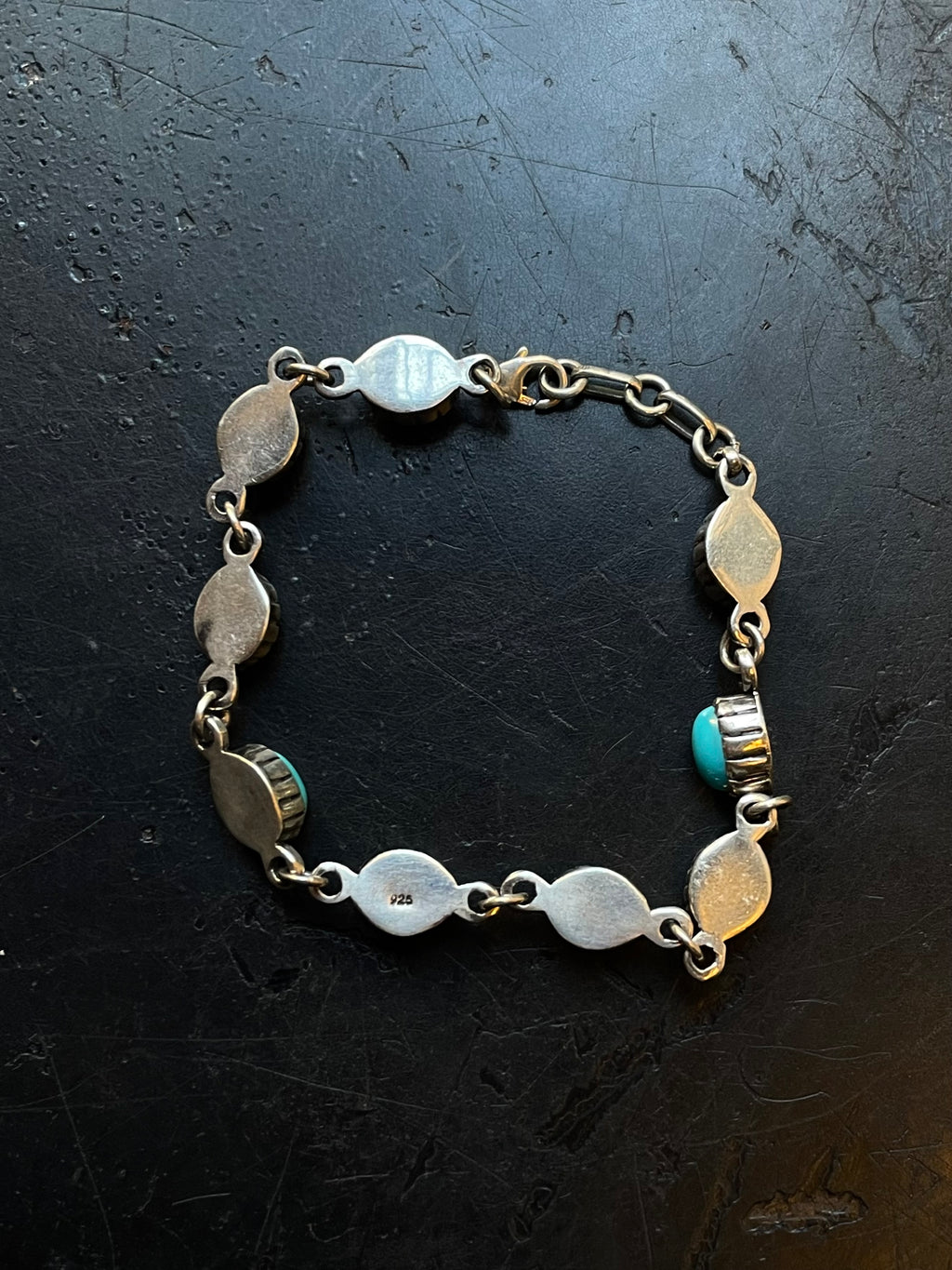 Kingman Turquoise Link Bracelet | Sterling Silver E837