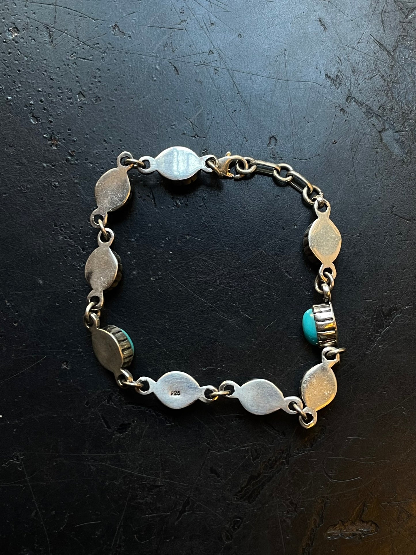 Kingman Turquoise Link Bracelet | Sterling Silver E837