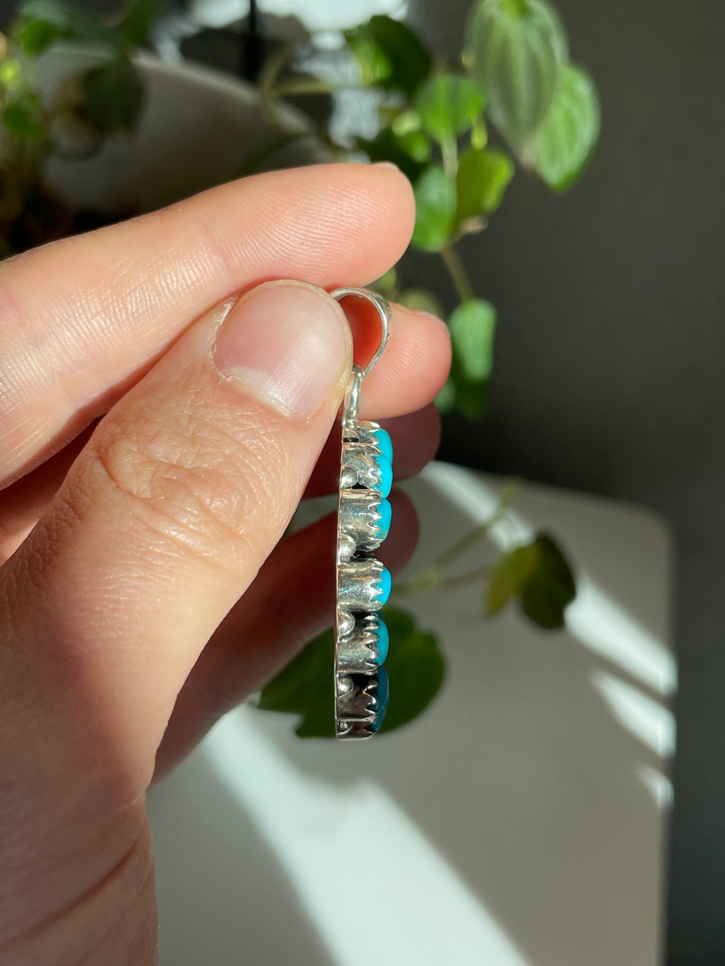 Turquoise Circle Pendant | Sterling Silver 925 B813