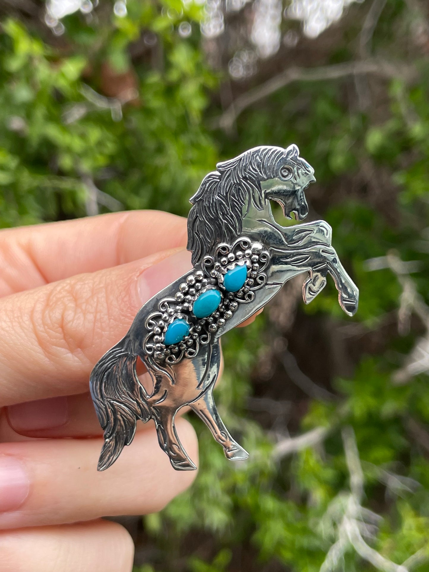 Turquoise Horse Pendant | Sterling Silver 925 B729