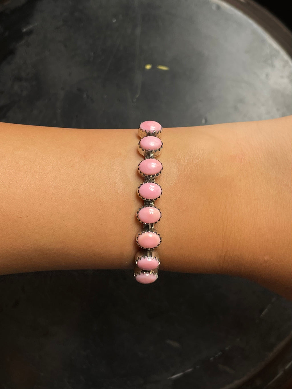 Pink Conch Multi Stone Cuff Bracelet | 925 Sterling Silver E964