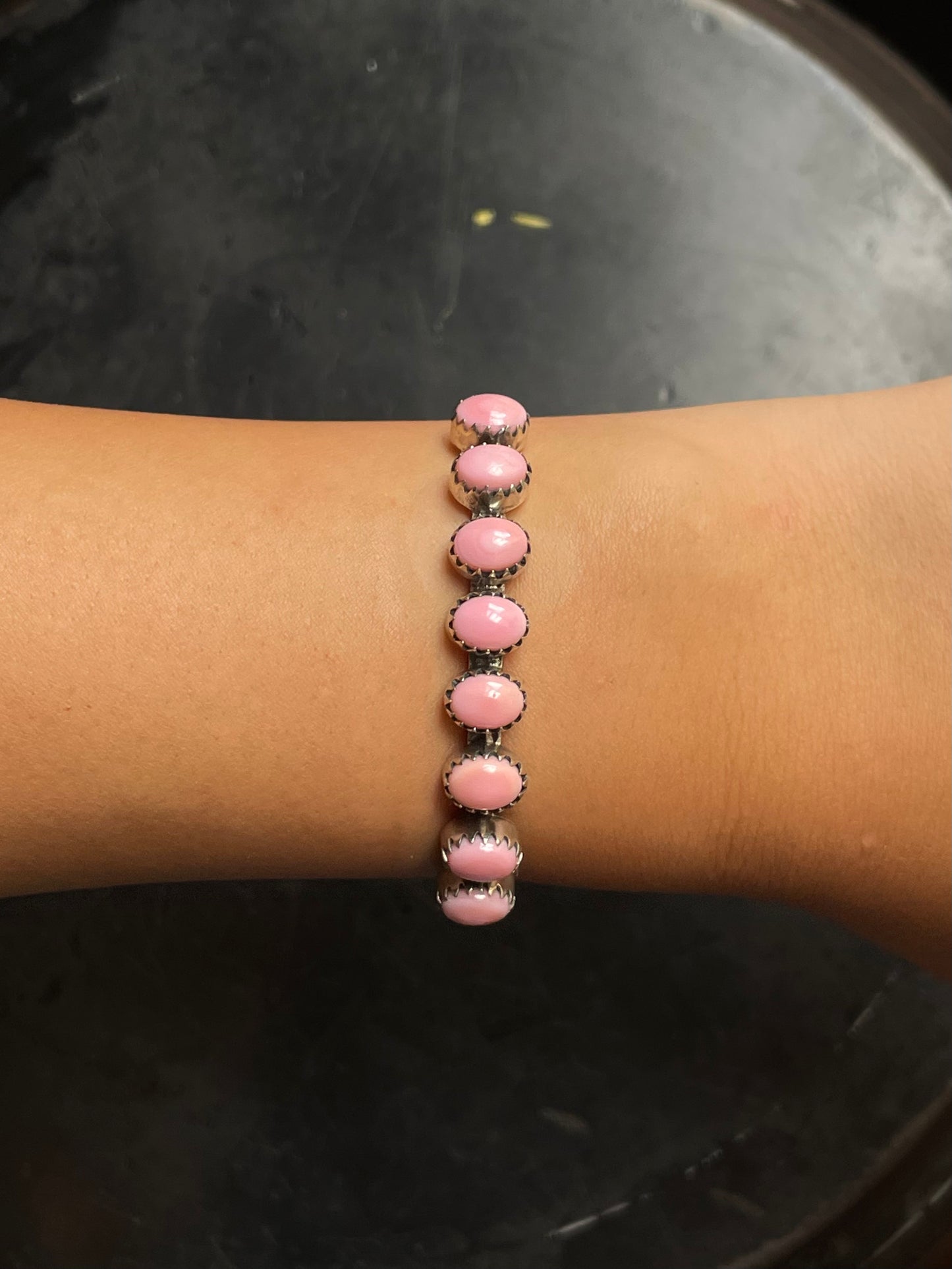 Pink Conch Multi Stone Cuff Bracelet | 925 Sterling Silver E964