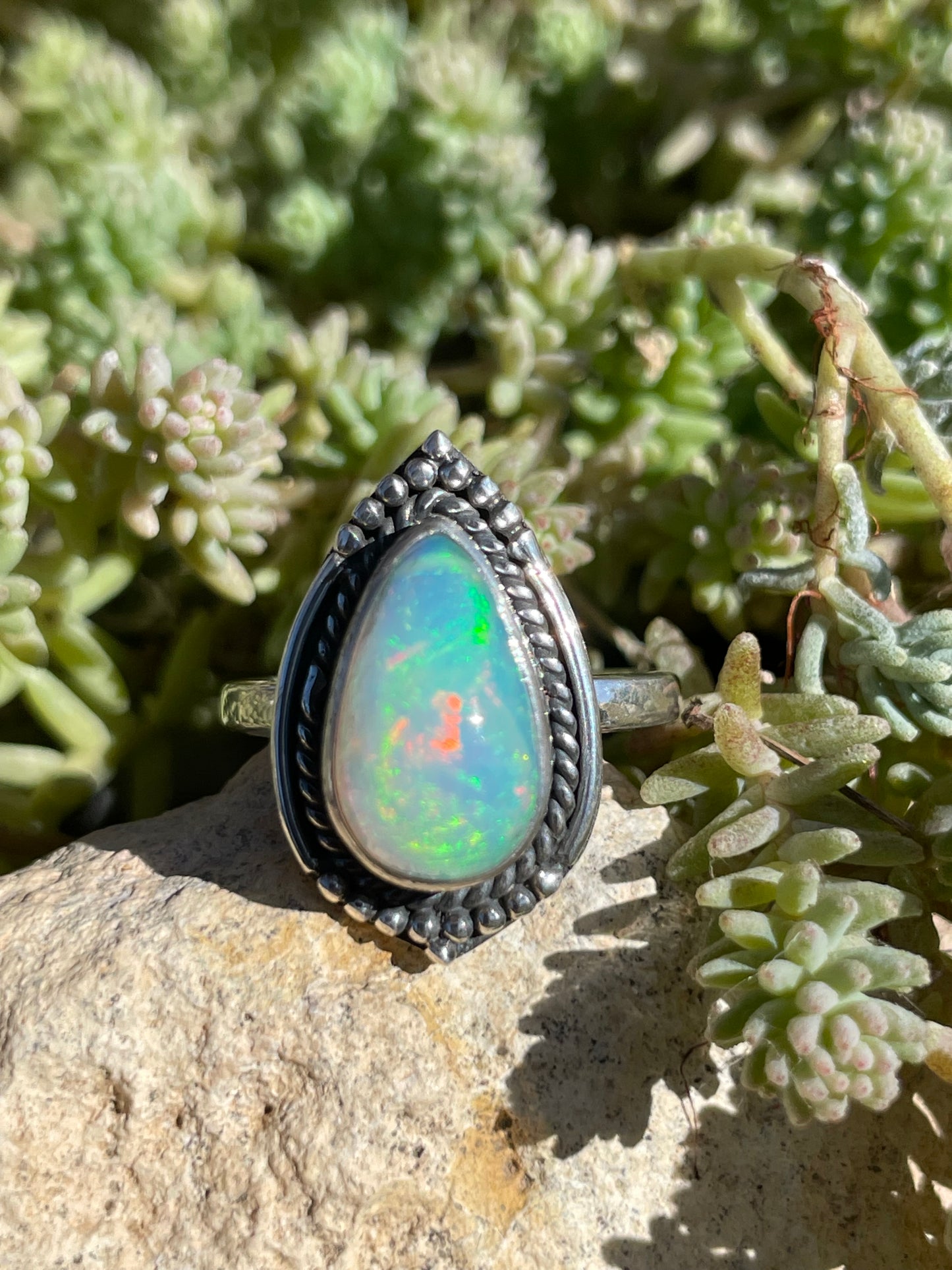 Opal Teardrop Ring  Size 7.75 | 925 Sterling Silver  B991