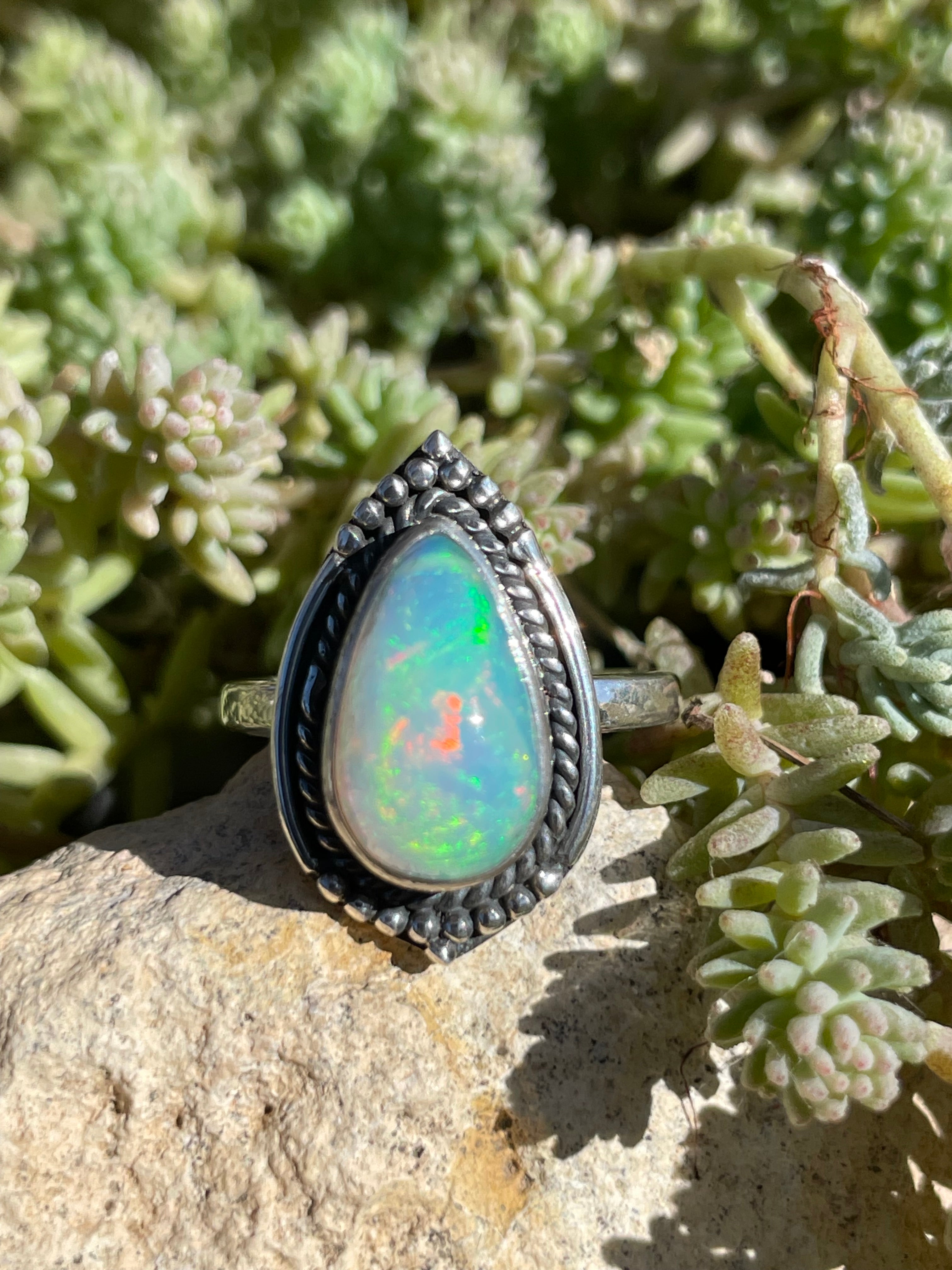 Opal Teardrop Ring  Size 7.75 | 925 Sterling Silver  B991