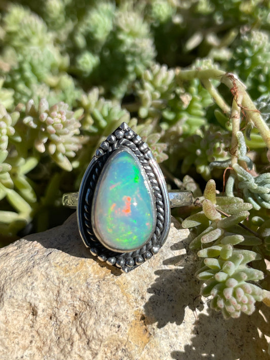 Opal Teardrop Ring  Size 7.75 | 925 Sterling Silver  B991