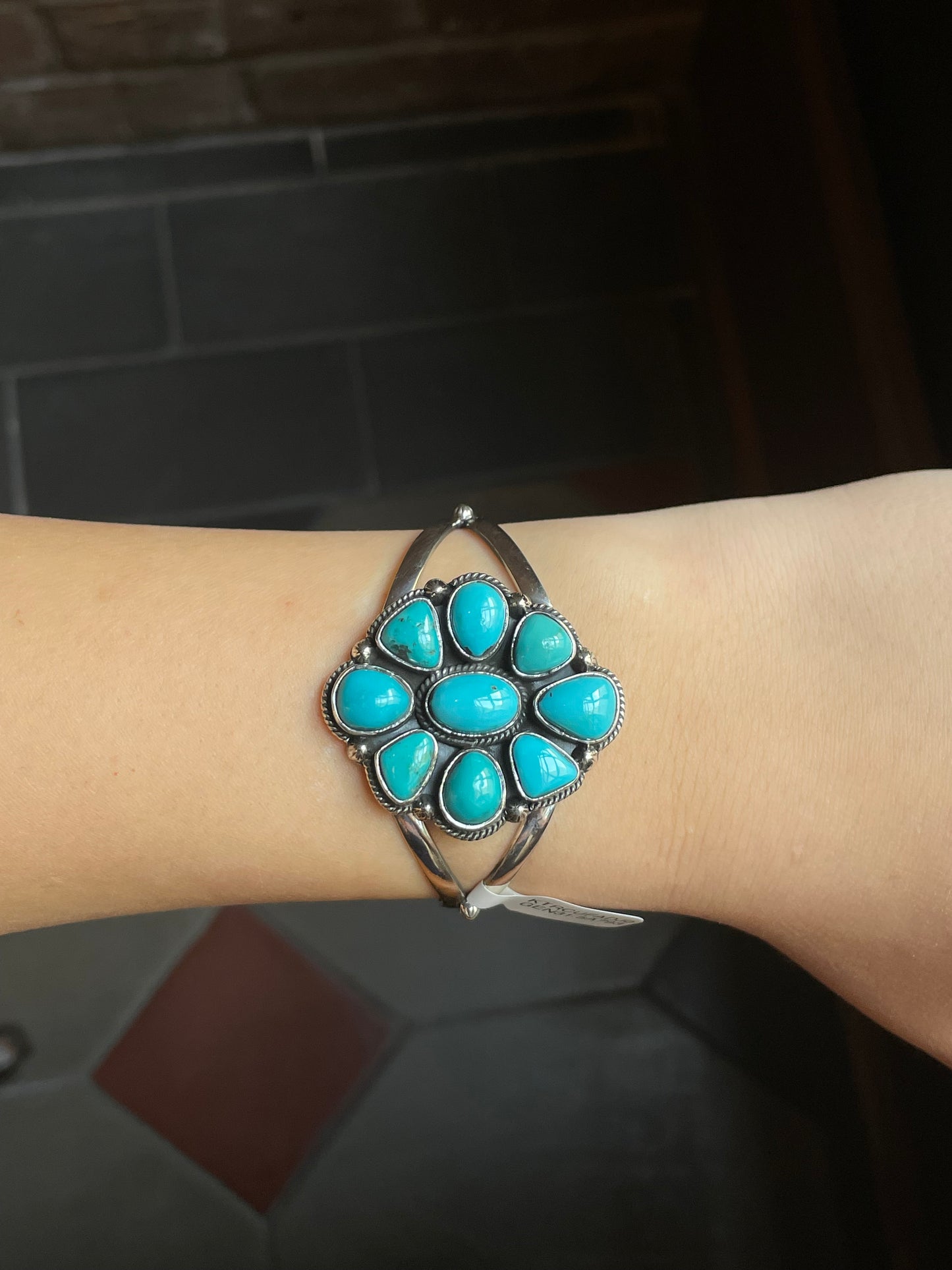 Kingman Turquoise Cluster Cuff | Sterling Silver | A793