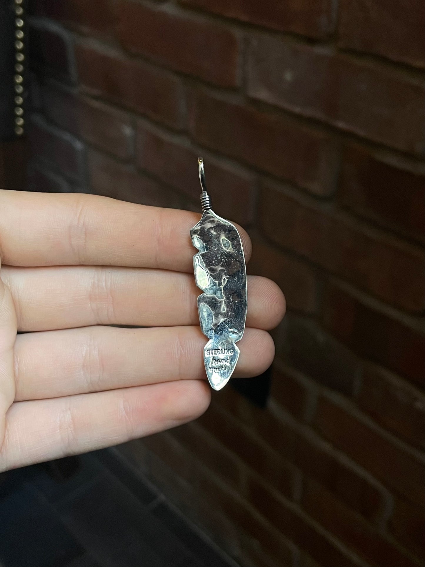 Kingman Turquoise FeatherPendant | Sterling Silver C621