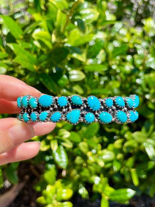 Kingman Turquoise Double Row Cuff Bracelet | 925 Sterling Silver D152