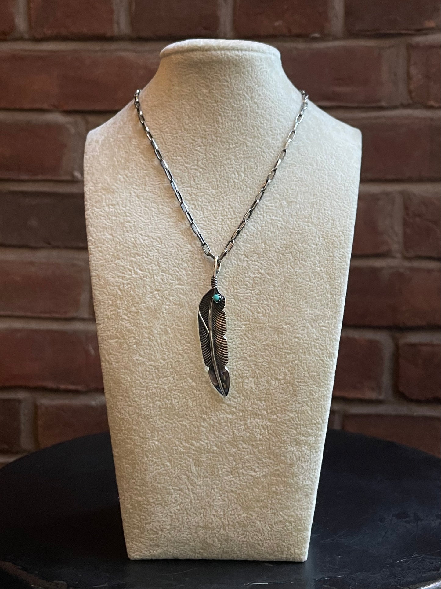 Turquoise Feather Pendant | 925 Sterling Silver E242