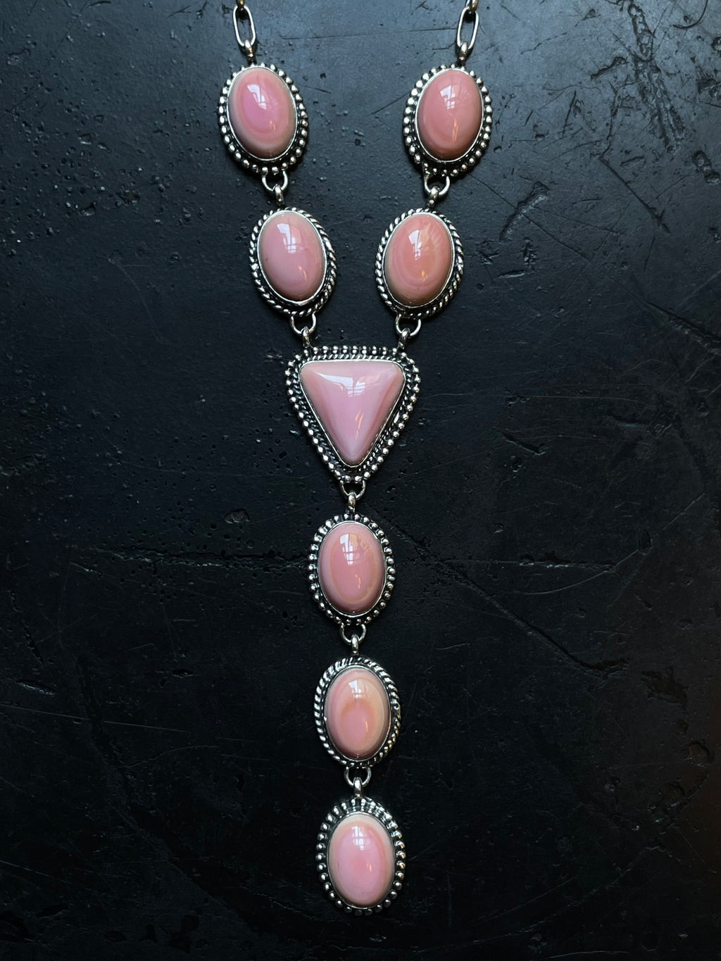 Pink Conch Lariat Necklace | 925 Sterling Silver E340