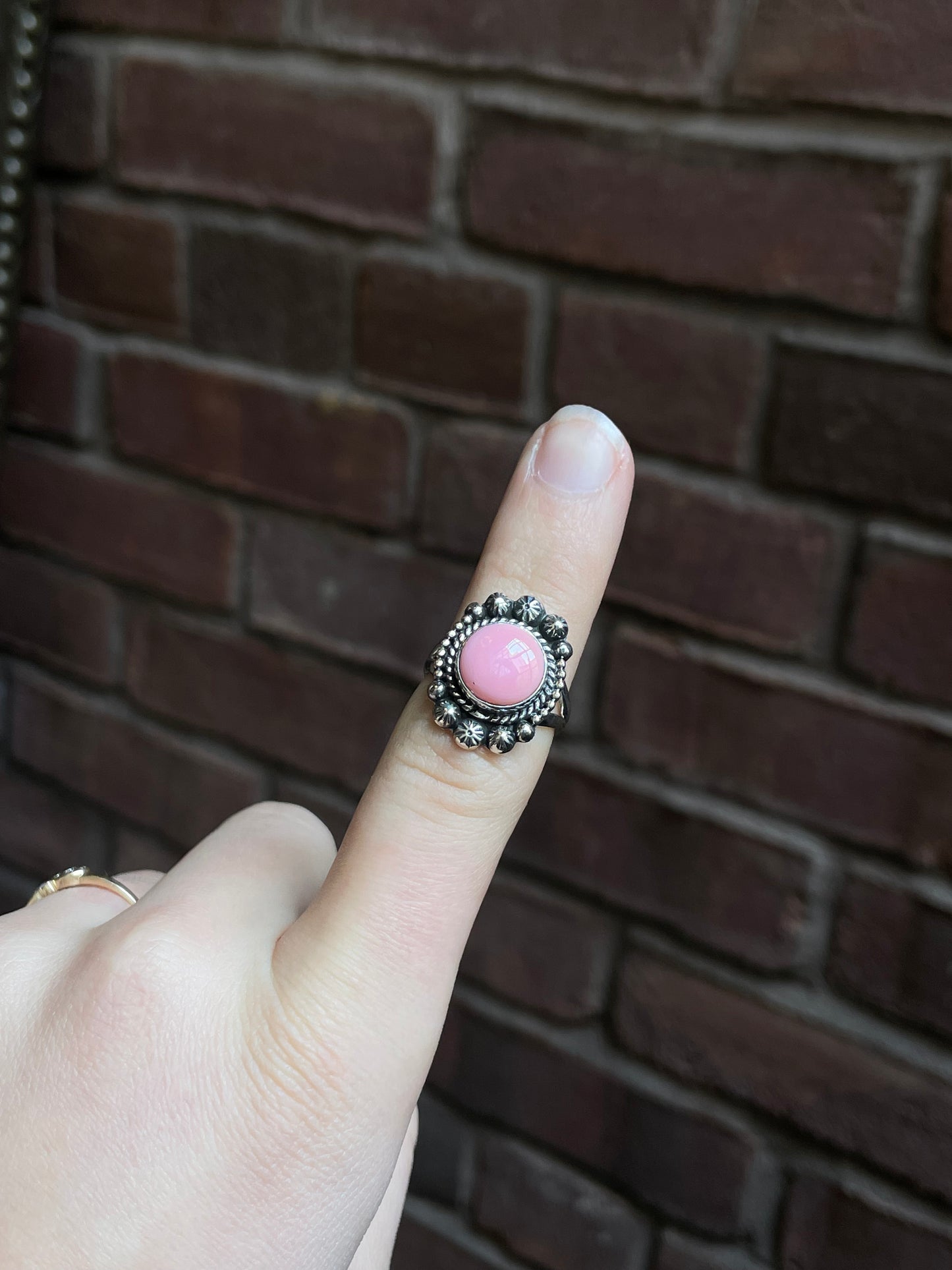 Pink Conch Ring Size 7 | 925 Sterling Silver Southwest E191