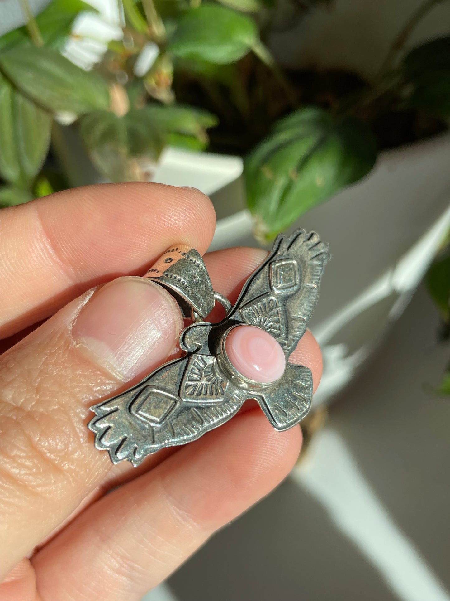 Pink Conch Thunderbird Pendant | Sterling Silver 925 B787
