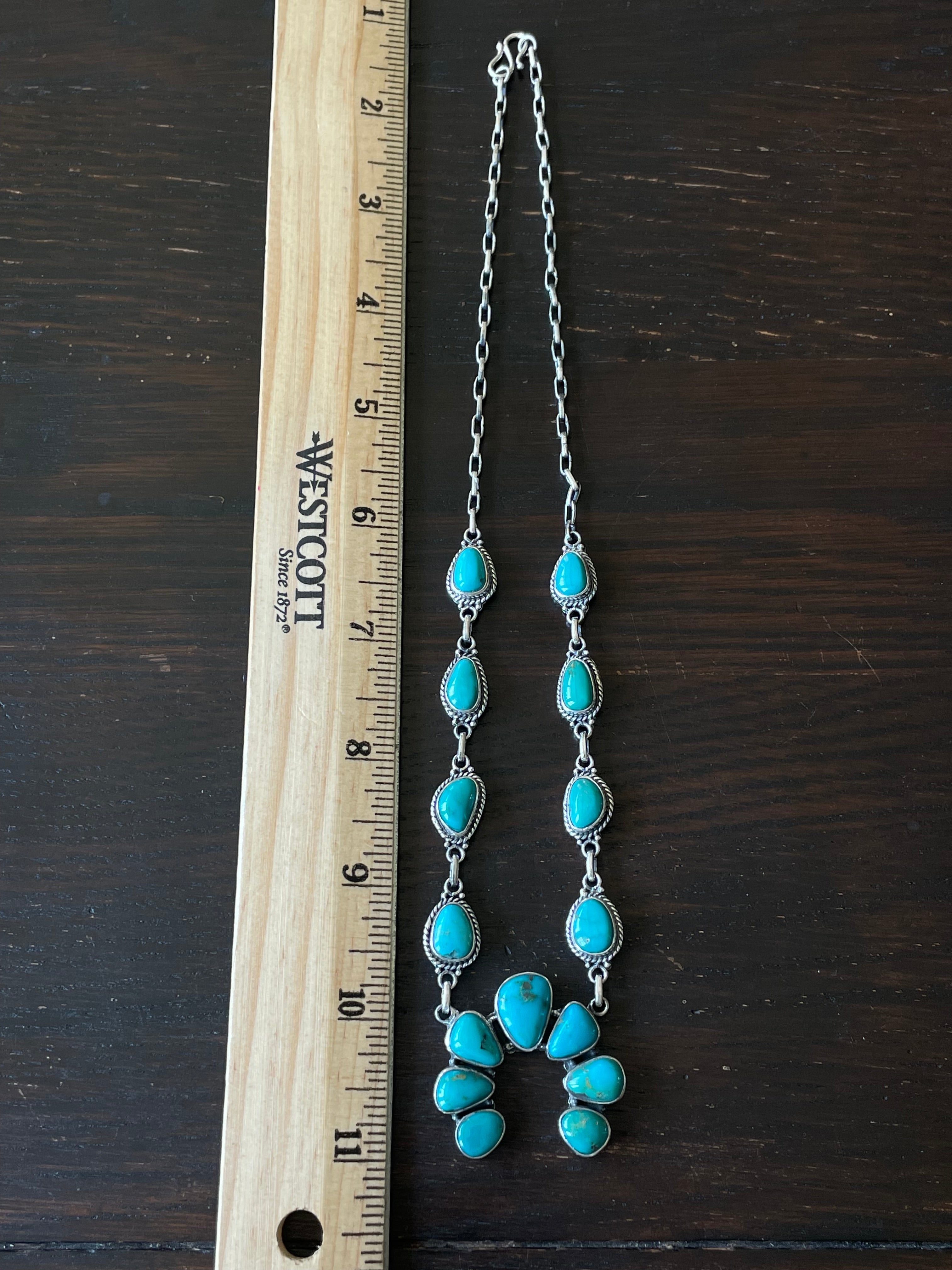 Kingman Turquoise Naja Necklace | Sterling Silver E831