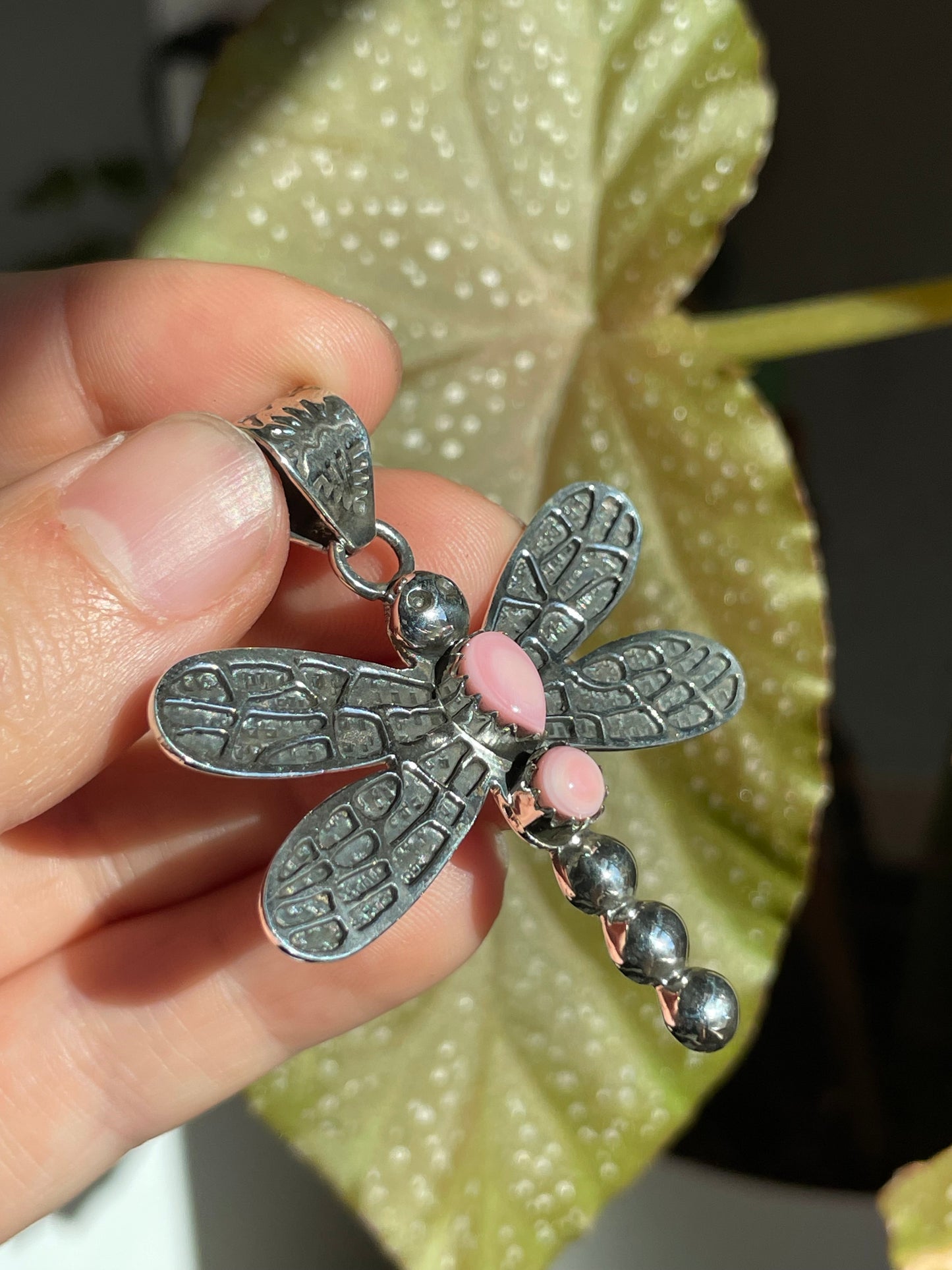 Pink Conch Dragonfly Pendant | Sterling Silver 925 B850