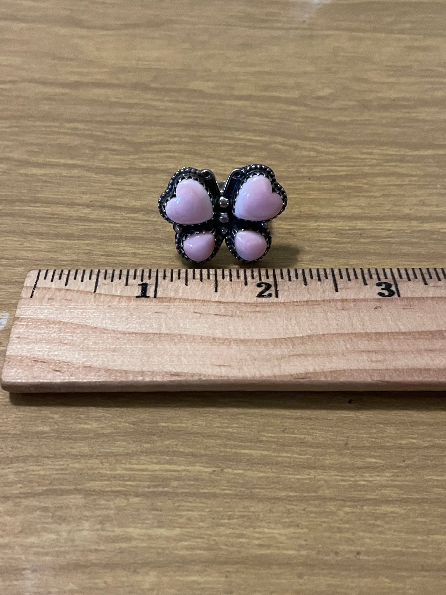 Pink Conch Butterfly Heart Ring Size 7 | 925 Sterling Silver E990