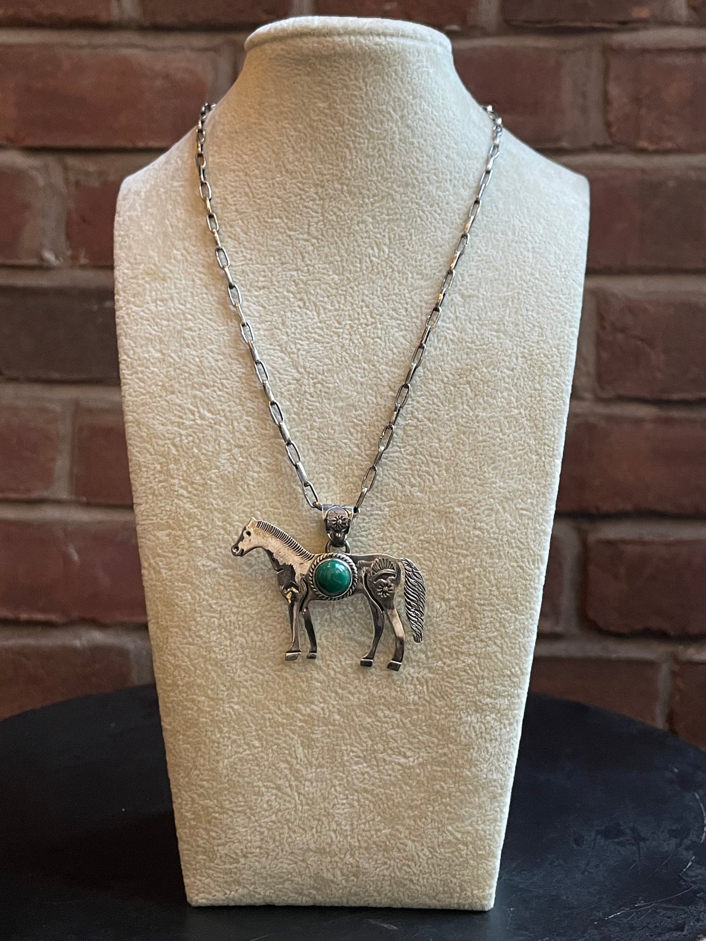 Kingman Turquoise Horse Pendant | 925 Sterling Silver E245