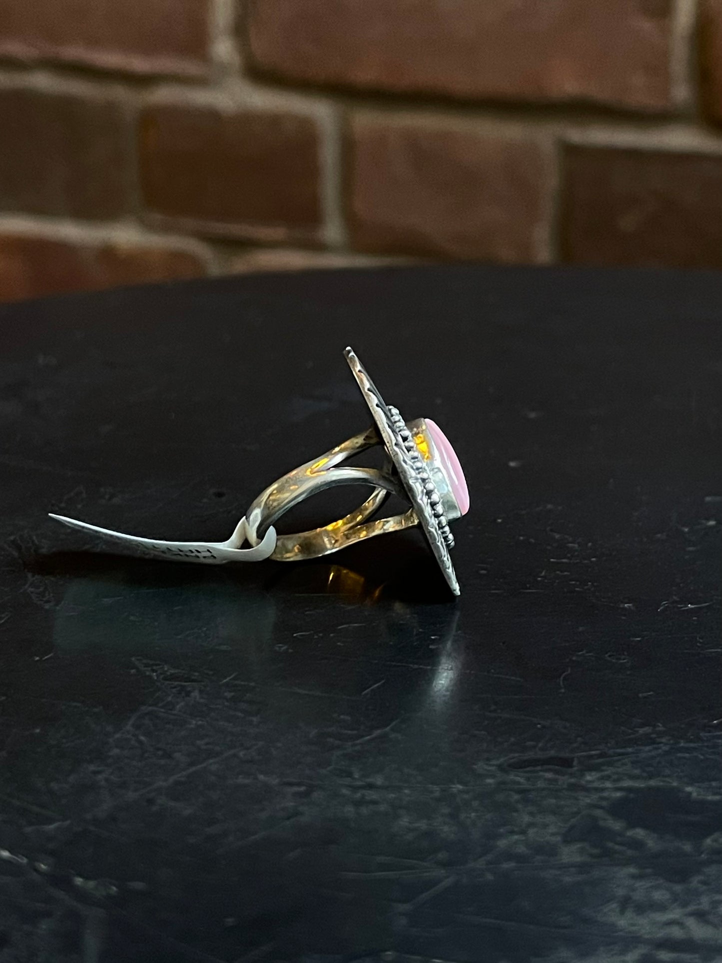 Pink Conch Heart Ring | Sterling Silver | Size 7 | A341