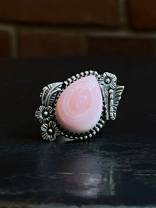 Pink Conch Butterfly Ring | 925 Sterling Silver Size 8 E467
