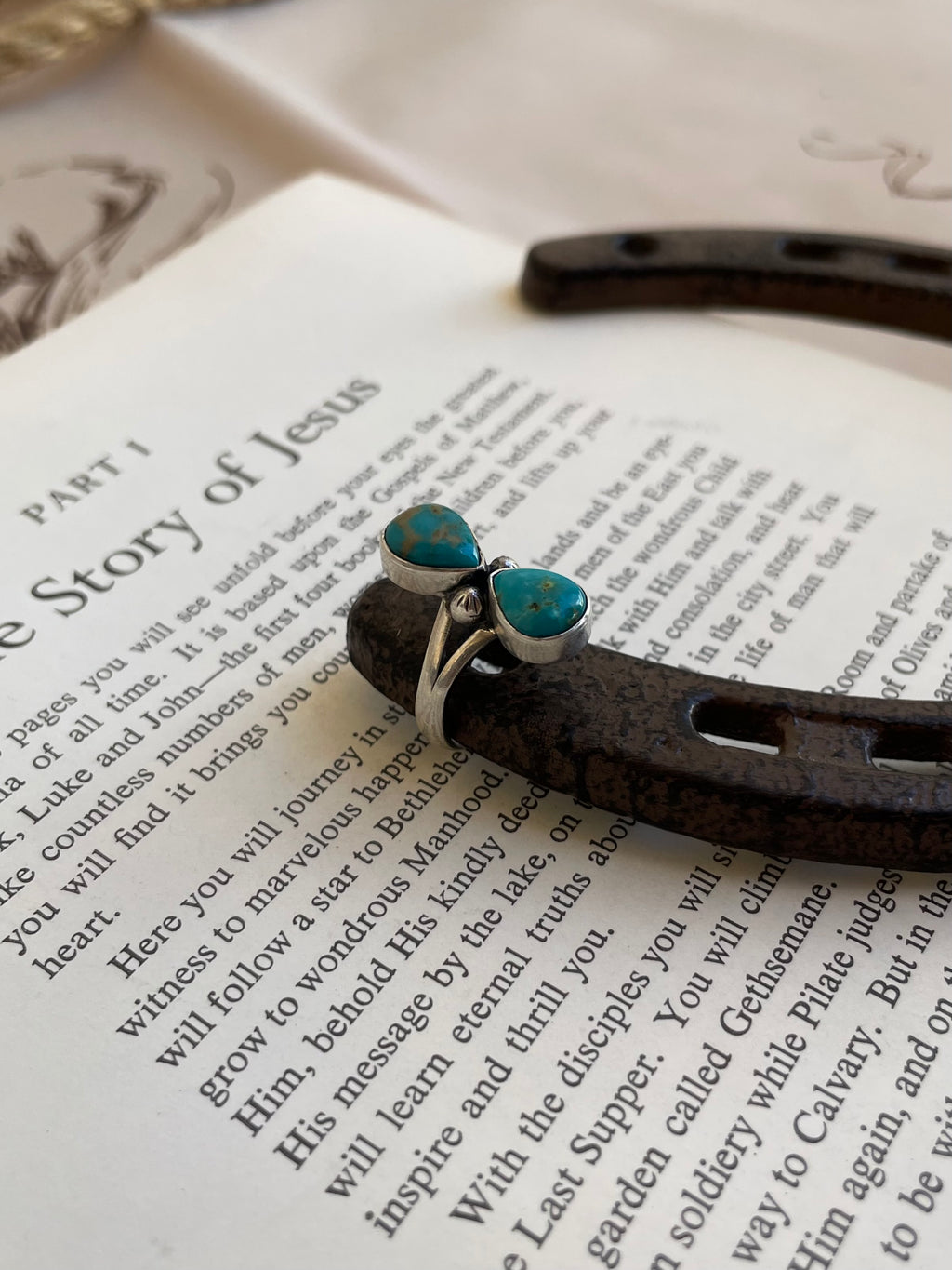 Kingman Turquoise Double Stone Ring | 925 Sterling Silver Size 6 G813