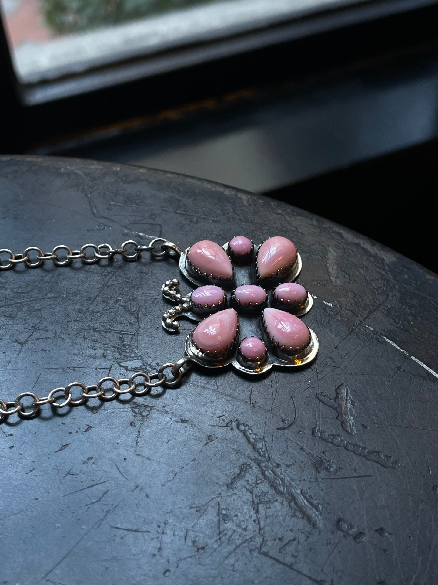 Pink Butterfly Conch Necklace | 925 Sterling Silver E353