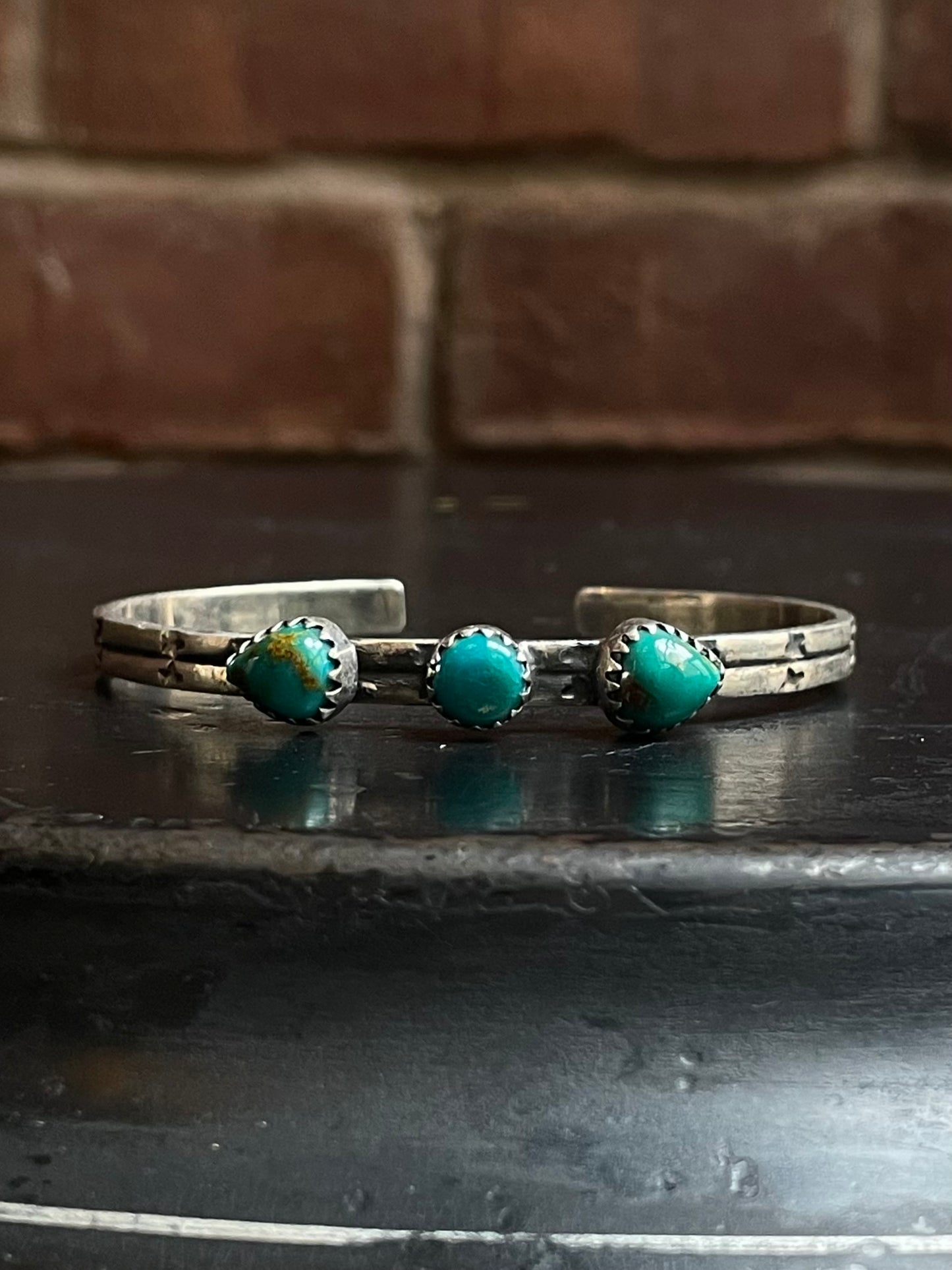 Kingman Turquoise Cuff | Triple Stone | 925 Silver E680