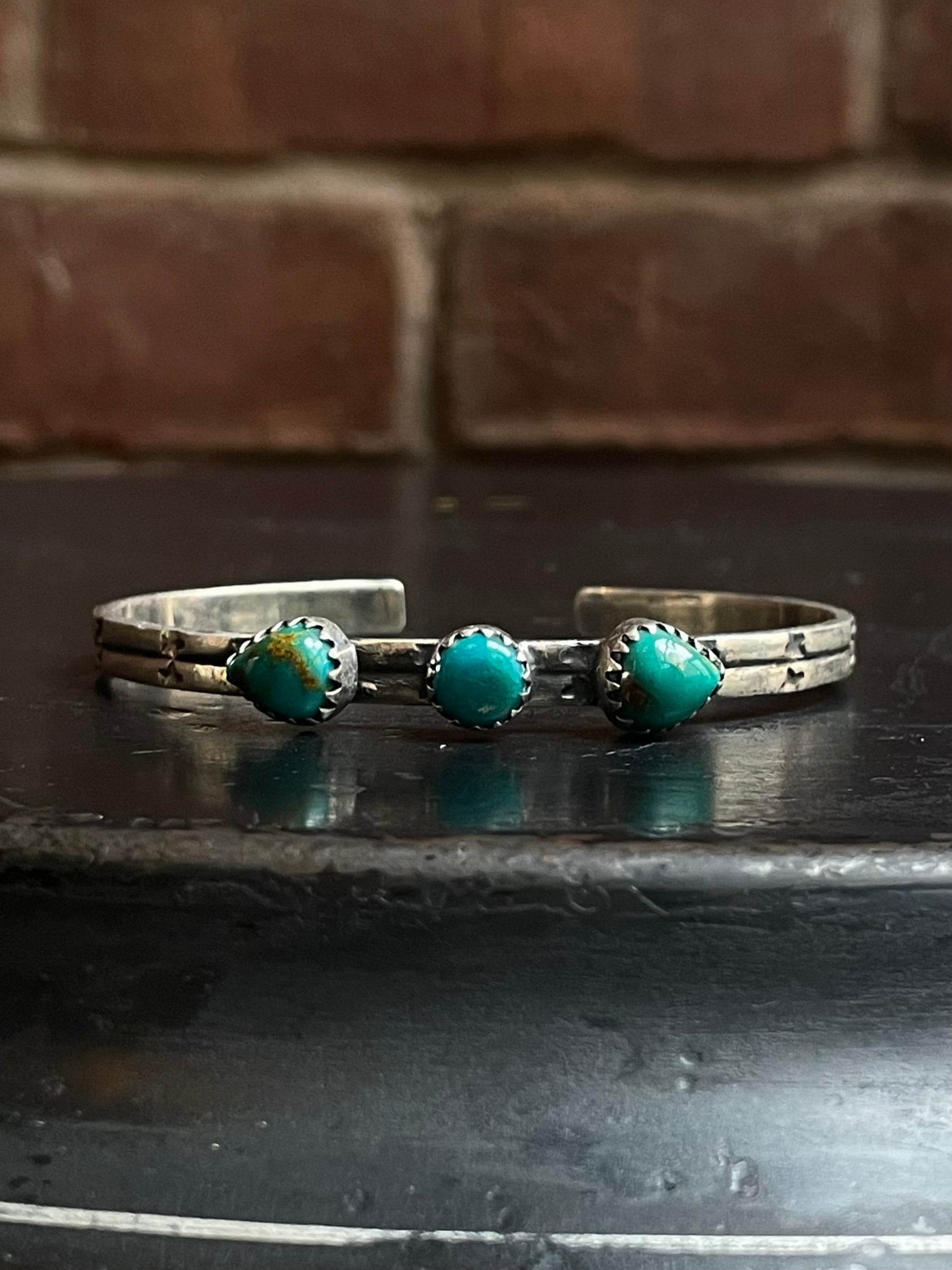 Kingman Turquoise Cuff | Triple Stone | 925 Silver E680