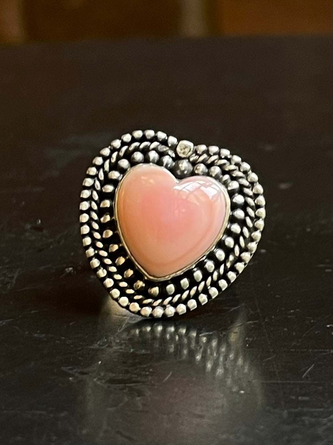 Pink Conch Heart Ring Size 6 | Sterling Silver E898