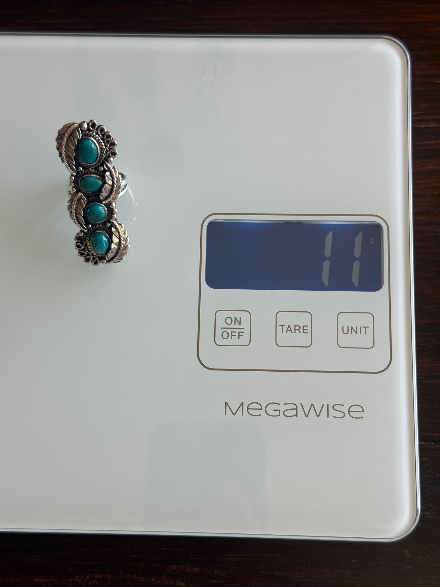 Turquoise Feather Ring | Sterling Silver | Size 6 | C145