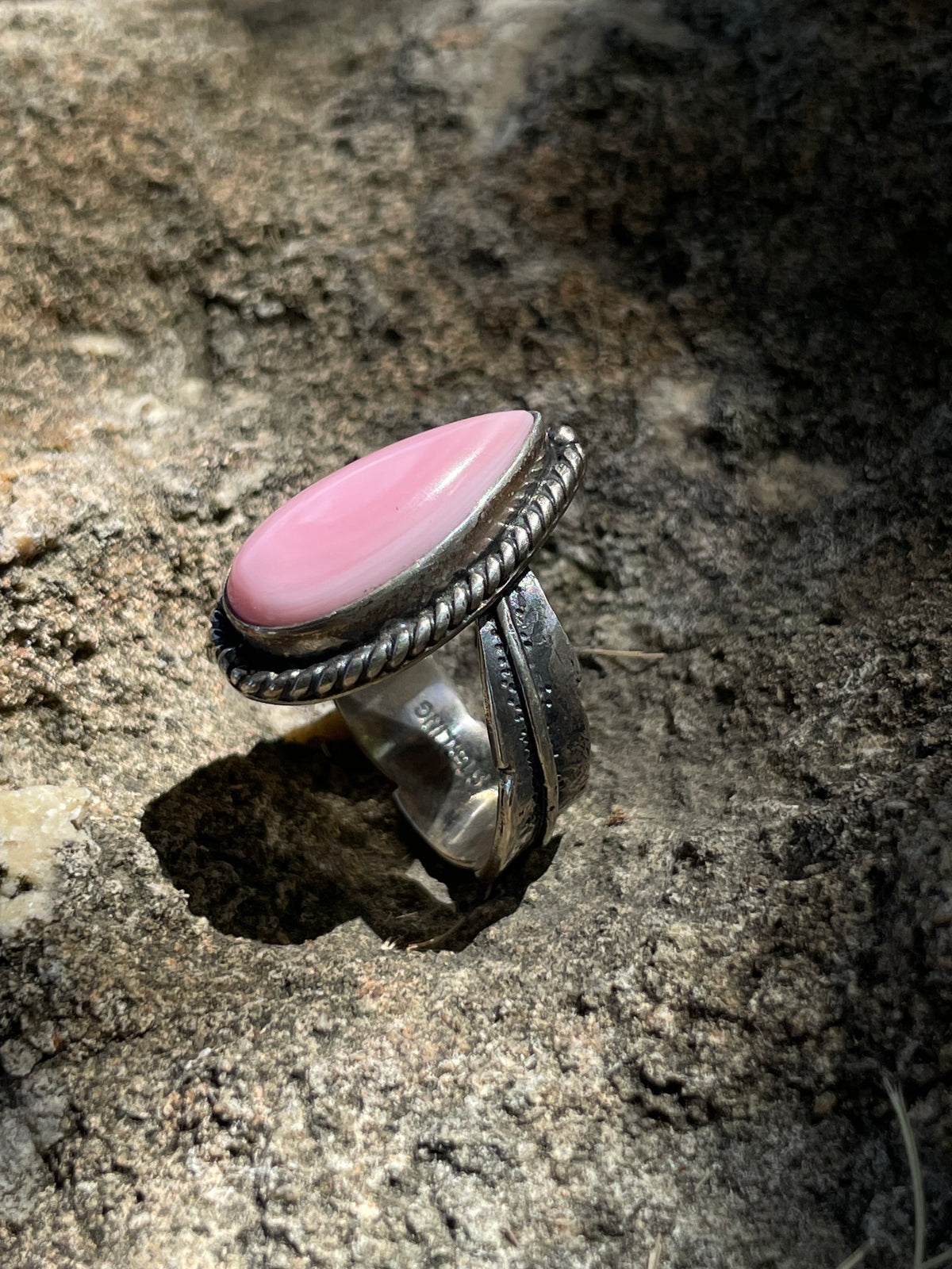 Pink Conch Teardrop Ring Size 7 | 925 Sterling Silver D268