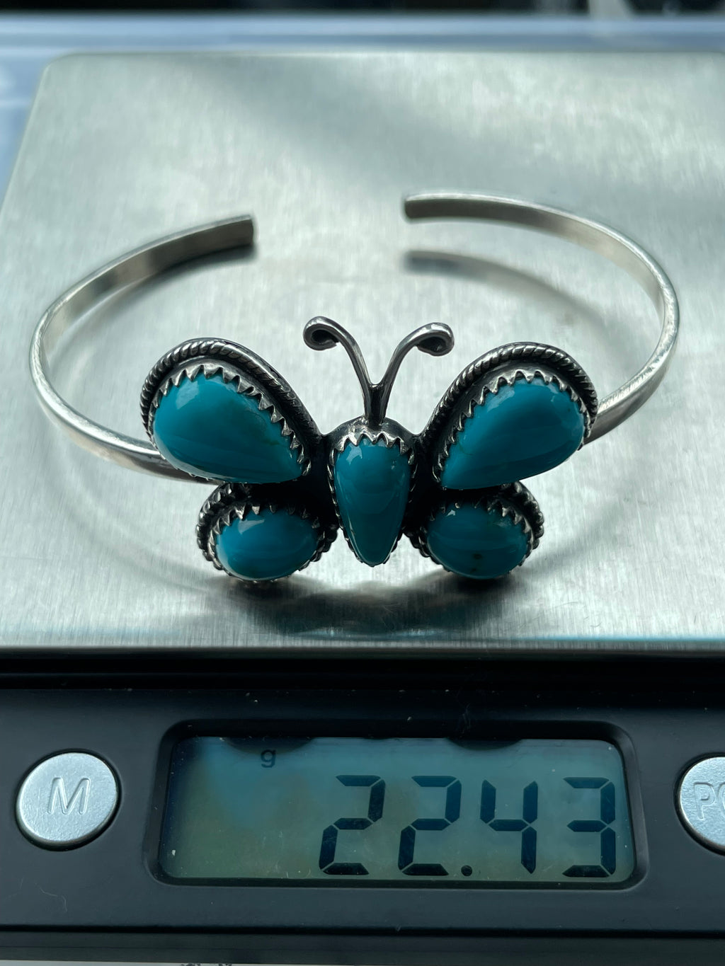 Kingman Turquoise Butterfly Cuff Bracelet | 925 Sterling Silver B984