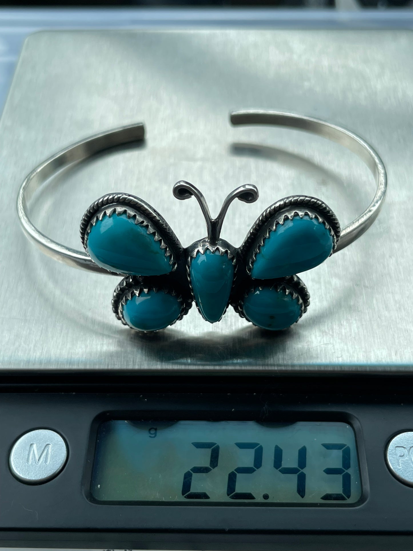 Kingman Turquoise Butterfly Cuff Bracelet | 925 Sterling Silver B984