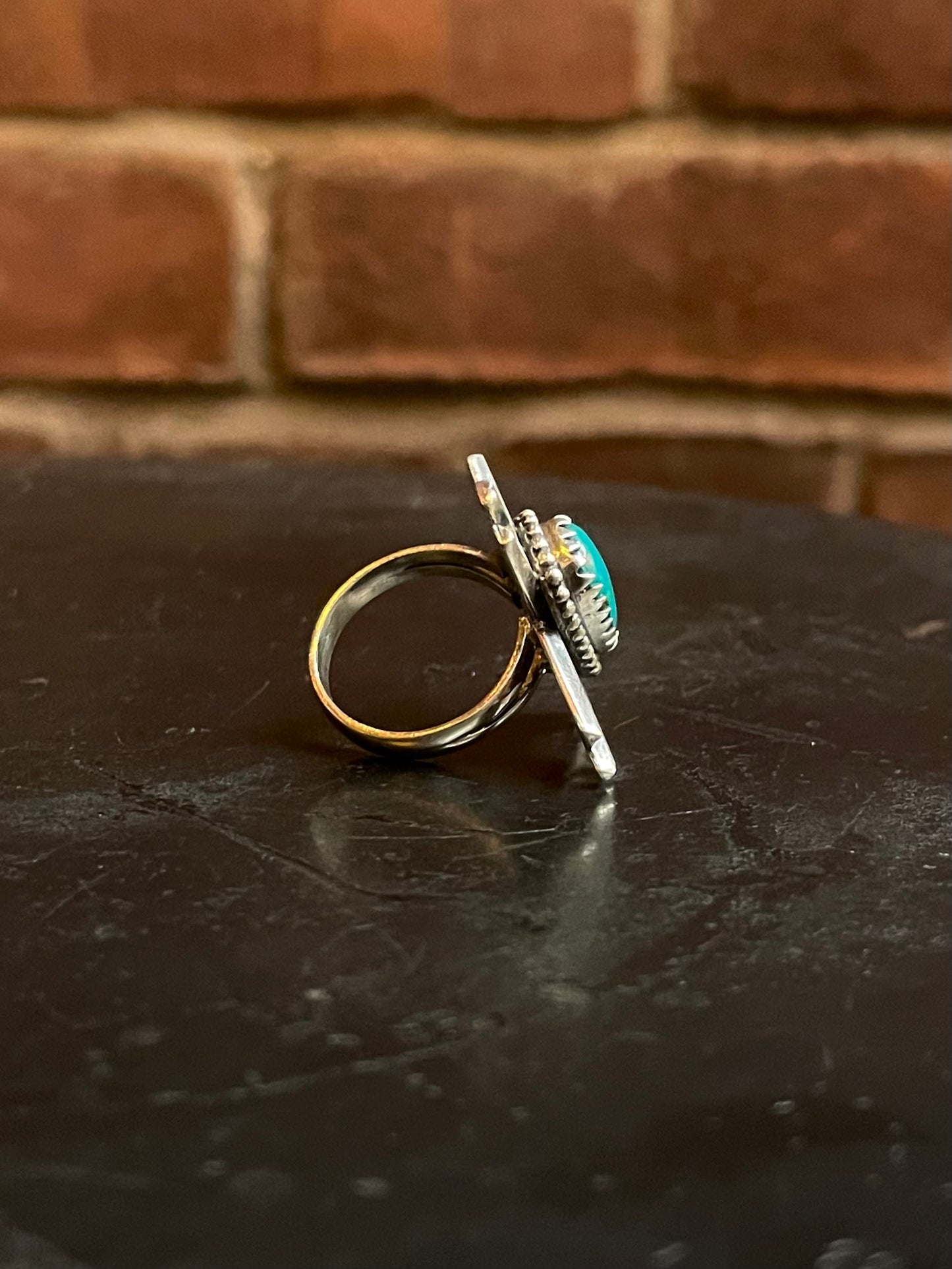 Kingman Turquoise Zia Cross Ring Size 6.75 | 925 Sterling Silver G496