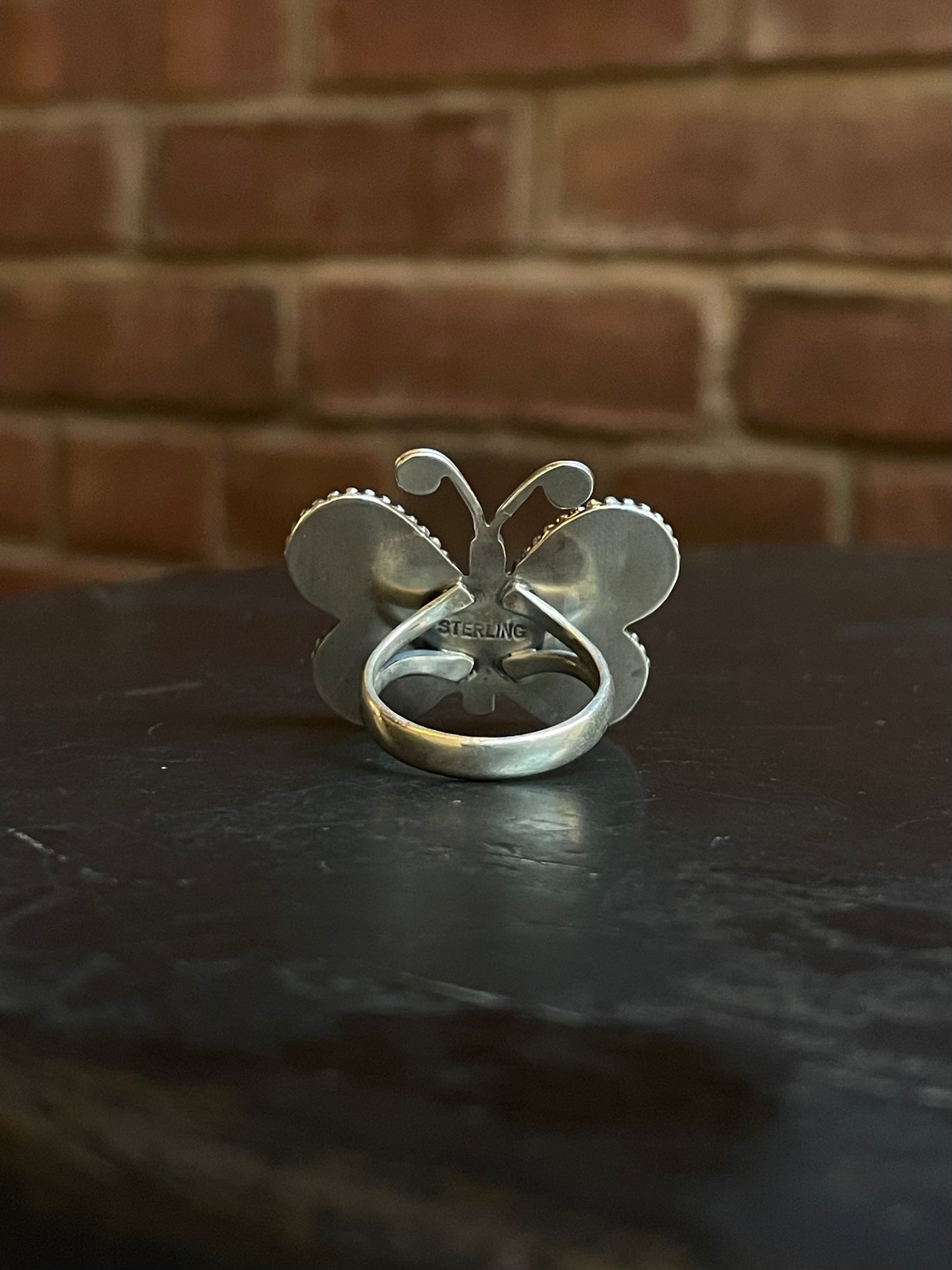 Pink Conch Turquoise Butterfly Ring Size 7 | Sterling Silver E894