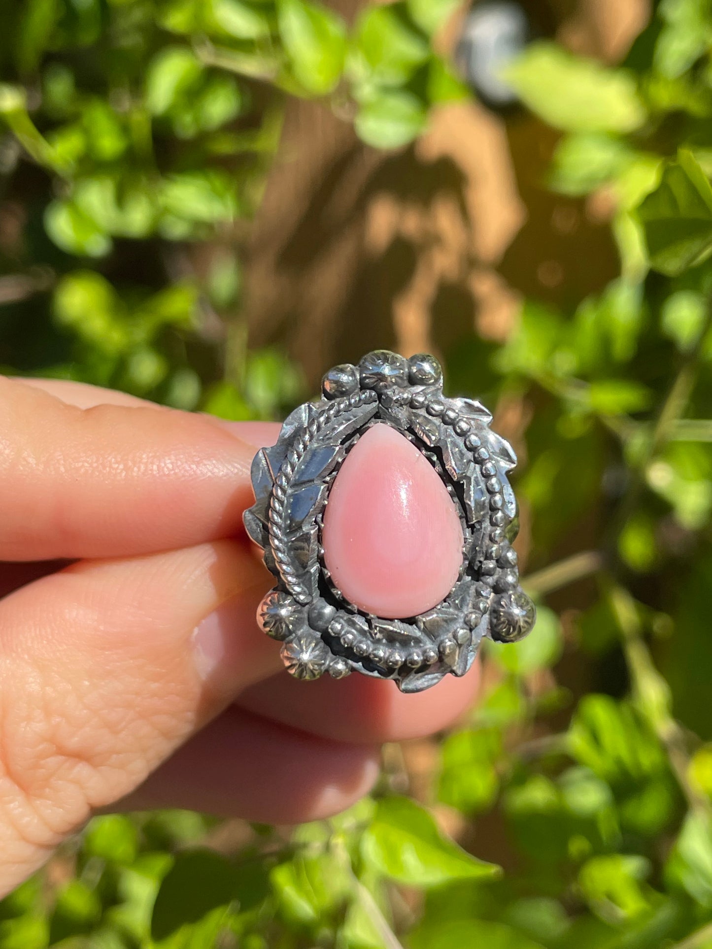 Pink Conch Leaf Ring | 925 Sterling Silver | Size 8 B282