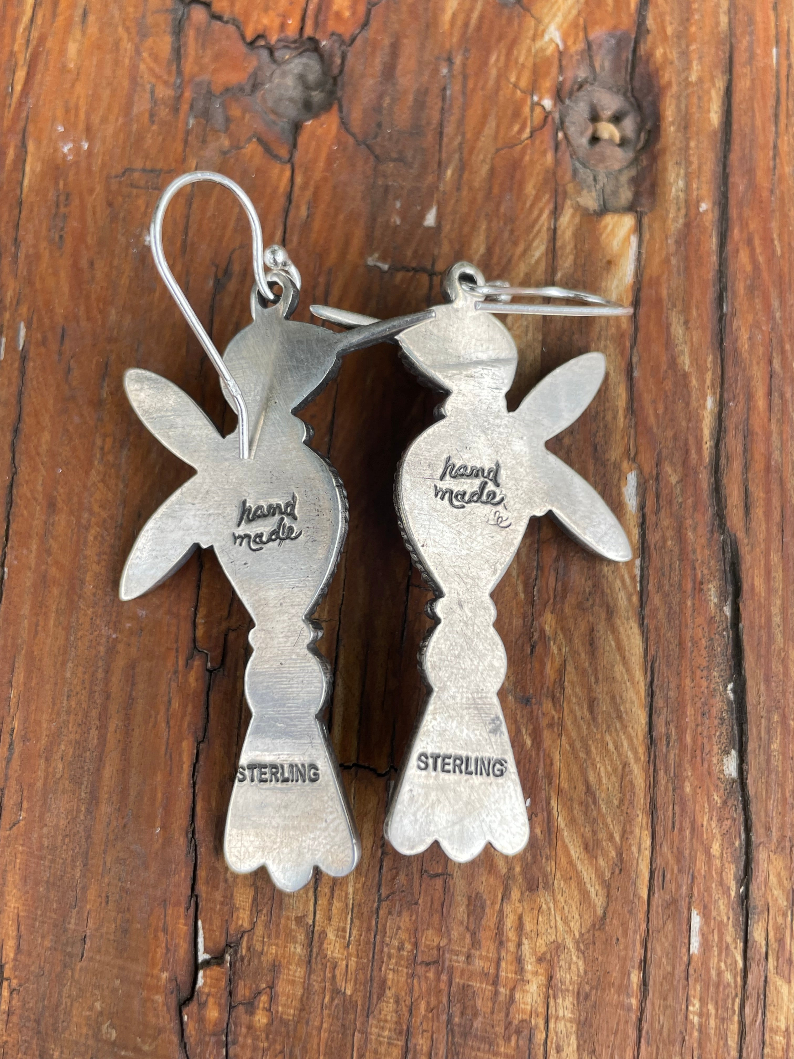 Pink Conch Hummingbird Earrings | Spiny Oyster & Coral | Sterling Silver B962