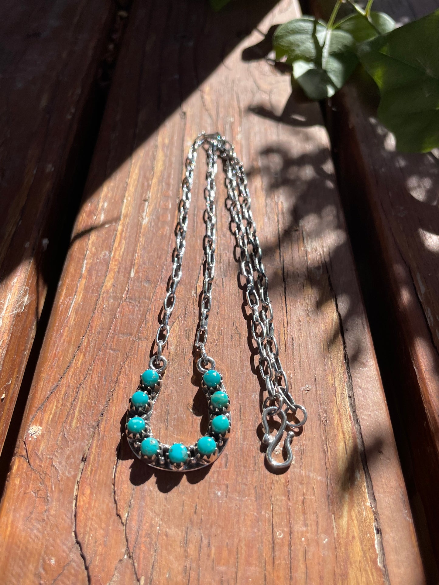 Kingman Turquoise Horseshoe Necklace | Sterling Silver 925 | B869