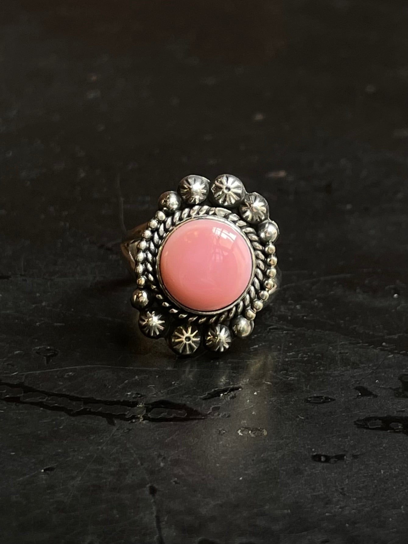 Pink Conch Ring Size 7 | 925 Sterling Silver Southwest E191
