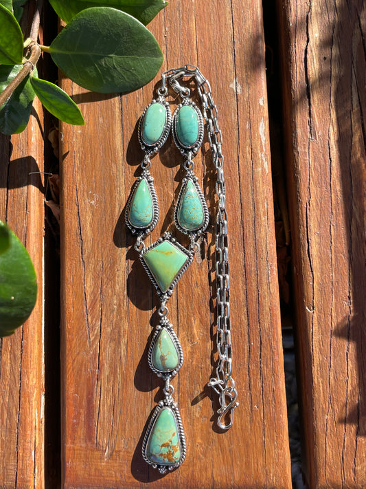 Kingman Turquoise Lariat Necklace | Sterling Silver 925 B888