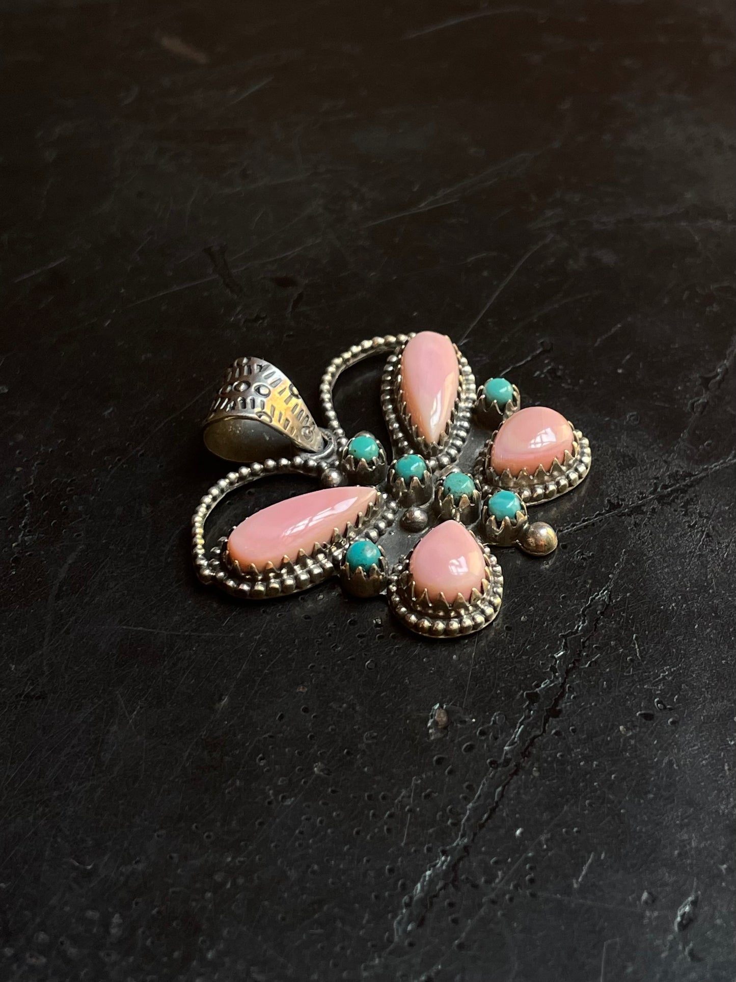 Pink Conch Butterfly Pendant | Sterling Silver G455