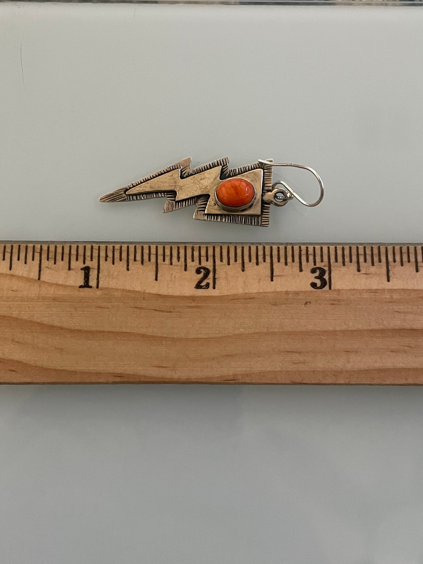 Spiny Oyster Lightning Bolt Dangle Earrings | 925 Sterling Silver C969