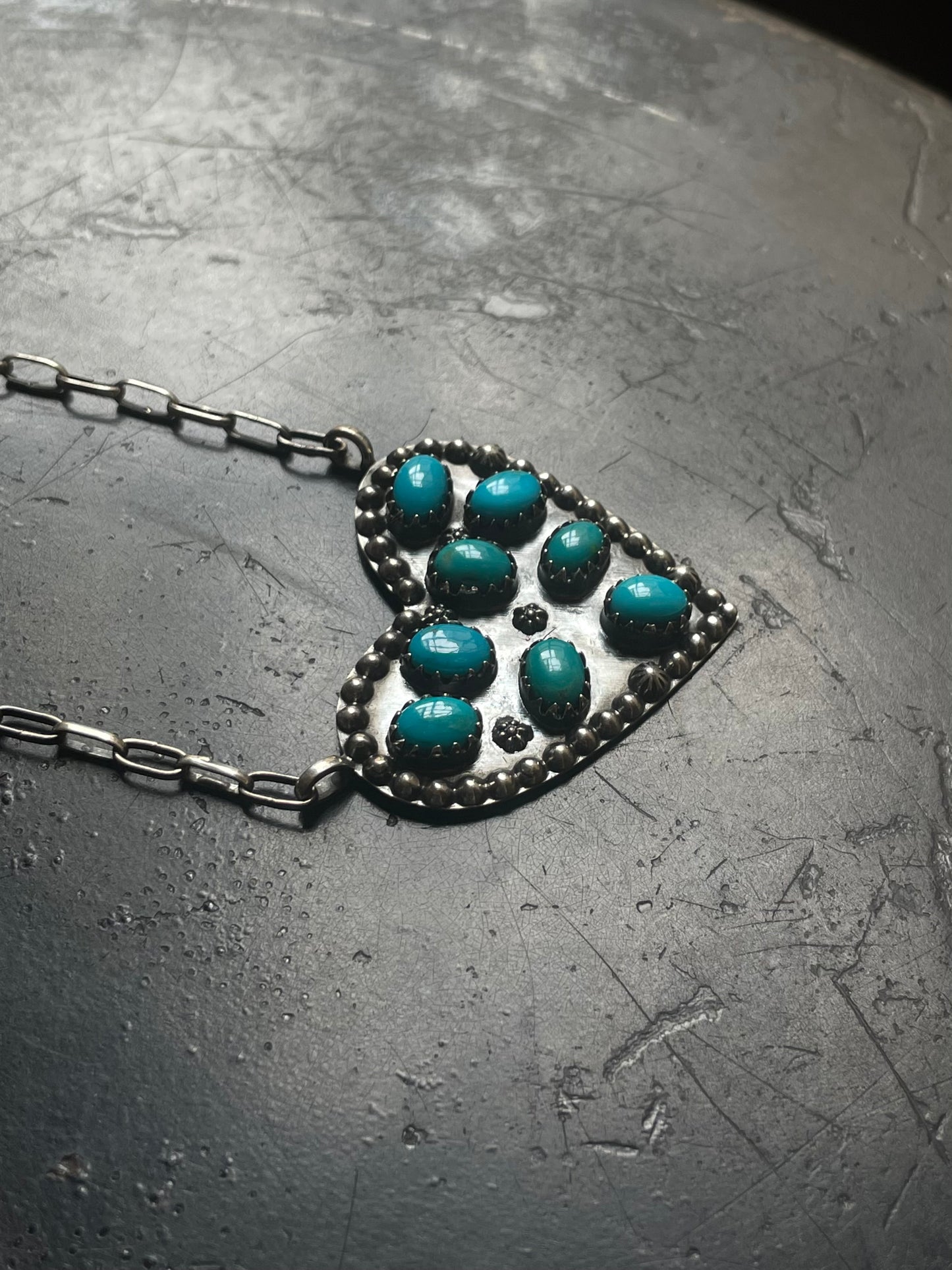 Kingman Turquoise Heart Necklace | 925 Sterling Silver E779