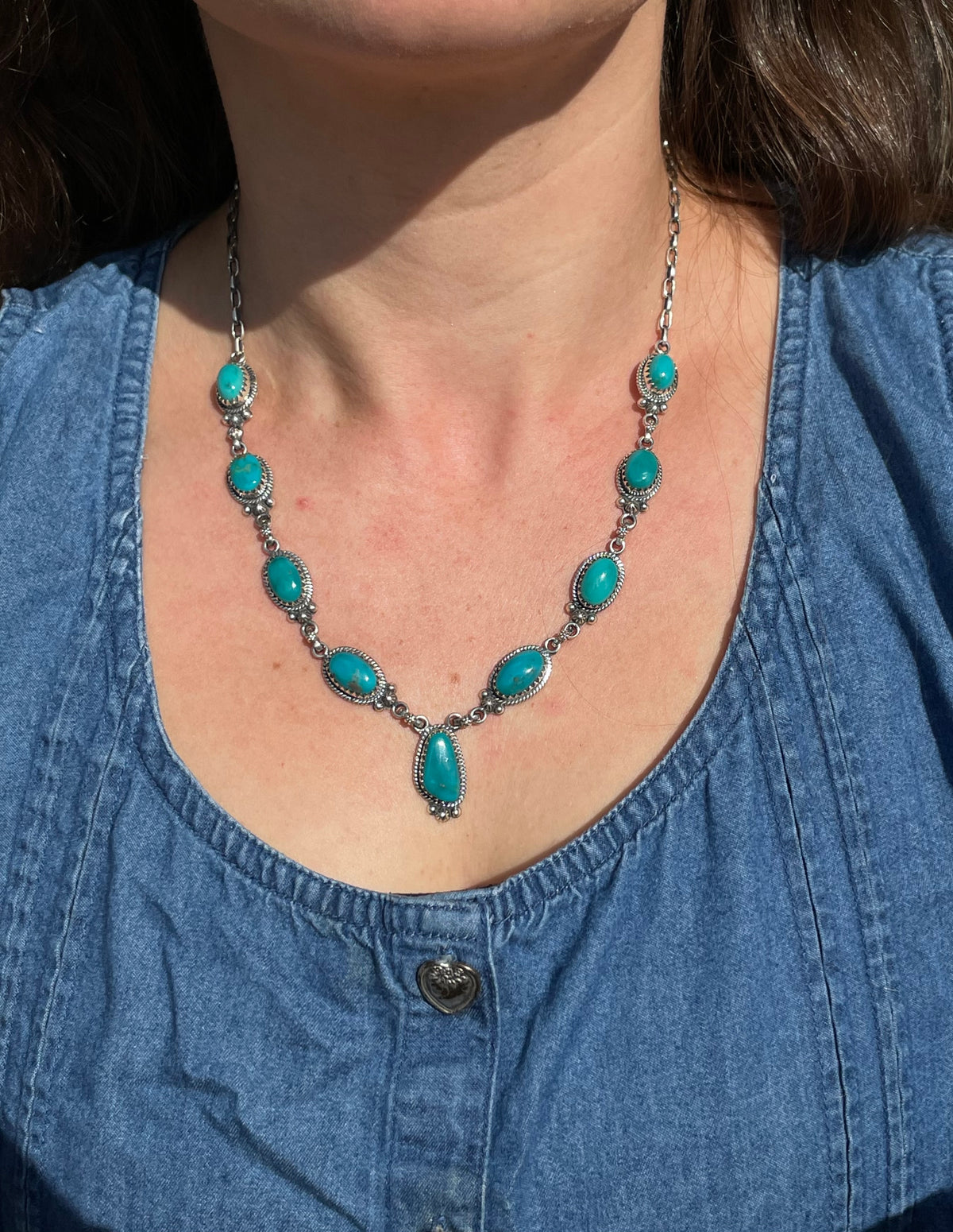 Turquoise Link Necklace | 925 Sterling Silver D319