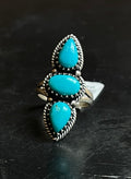 Kingman Turquoise 3 Stone Ring | Sterling Silver | Size 7 | A416