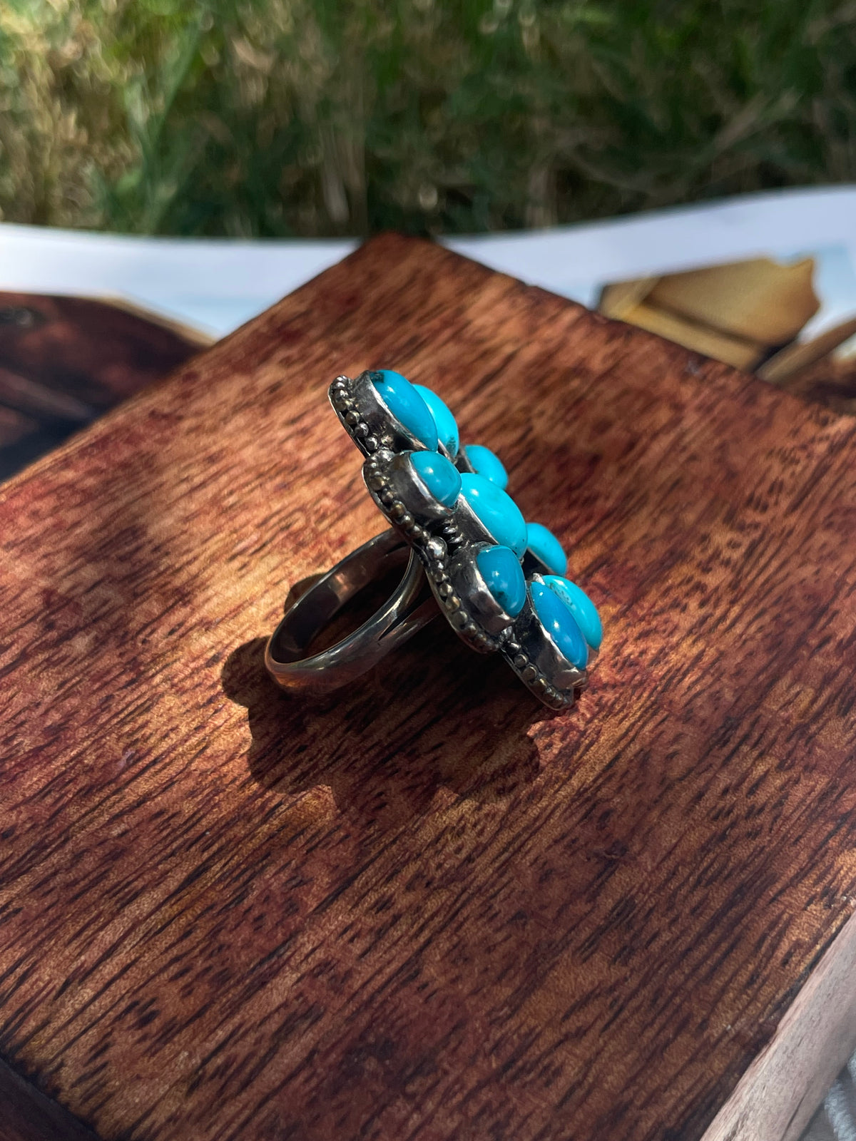 Turquoise Flower Ring Size 6 | 925 Sterling Silver D256
