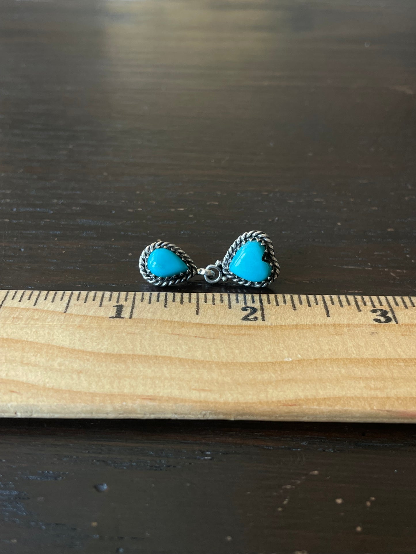 Kingman Turquoise Heart Dangle Stud Earrings | 925 Sterling Silver E816