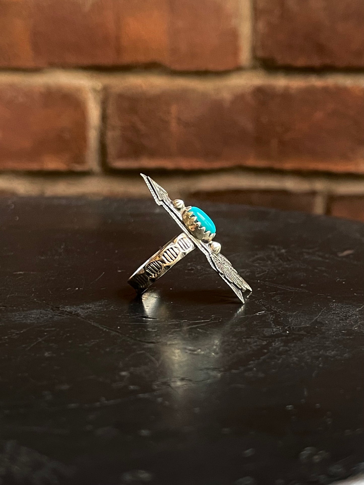 Kingman Turquoise Arrow Ring Size 6.25 | 925 Sterling Silver G506