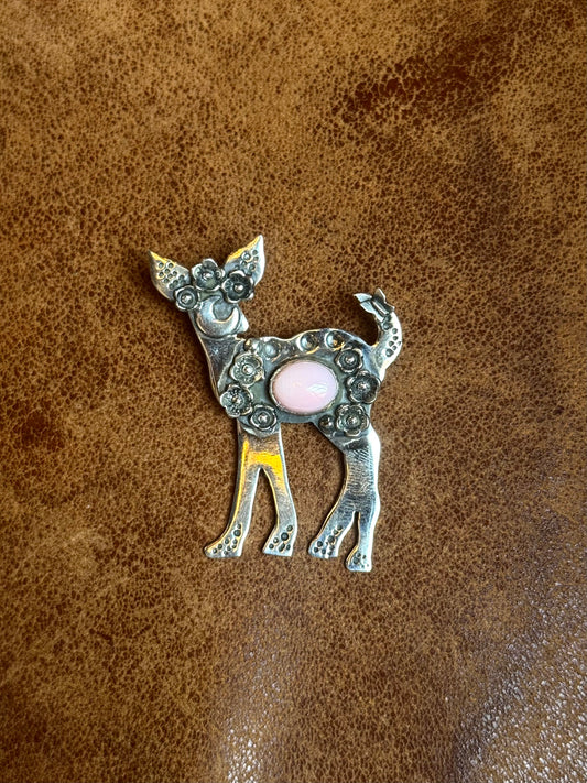 Pink Conch Deer Pendant 2.8 | Sterling Silver | A759